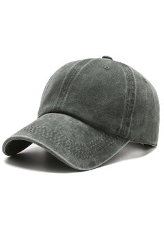 Generic Mens Washed Baseball Cap Korean Style Solid Sport Sun Hats Army Green 