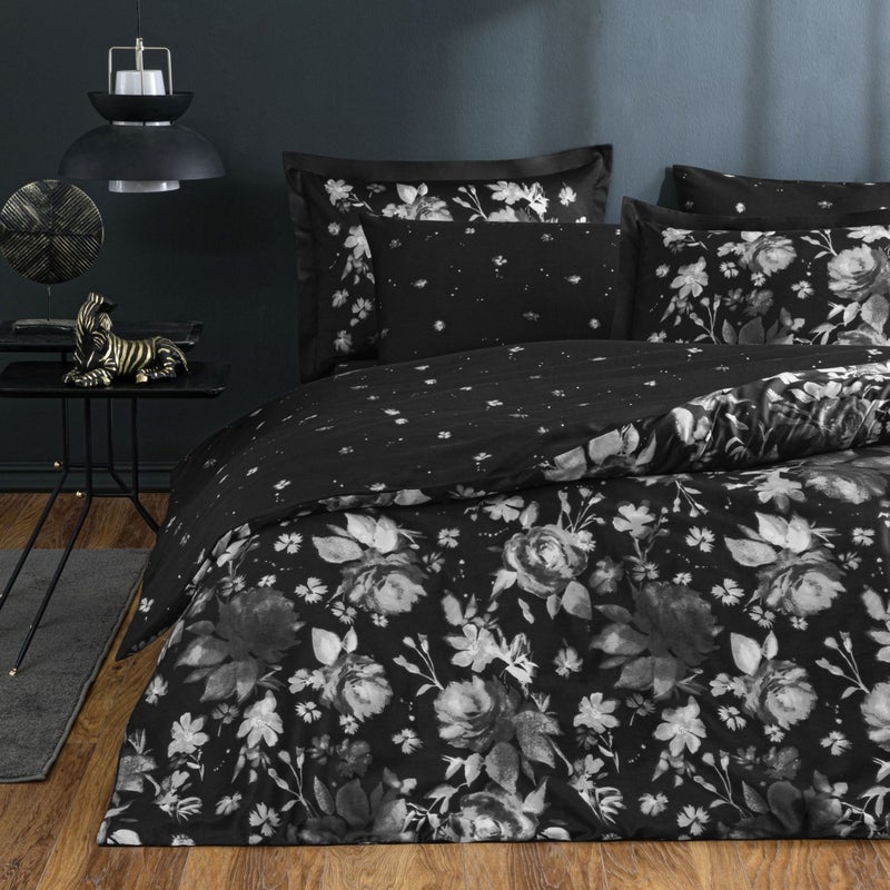 Linens Sc Wintor Duvet Cover Set Double Black  - Image 2