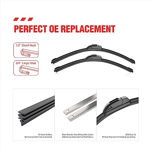 BERG REGEN 22 inch-2 Pack Windshield Wiper Blades Replacement for Dodge Ram 1500/2500/3500/4500 2018 2017 2016 2015 2014 2013 2012 2011 2010 2009-OEM Factory Quality Wiper Blades - Image 4