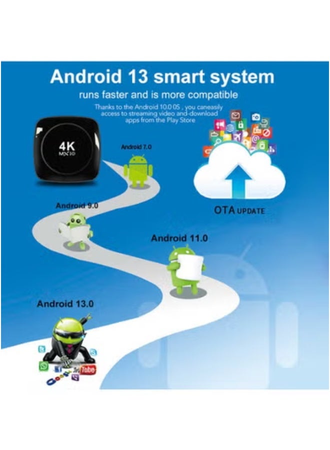 MX10 MX10 Android 4K Smart TV Box with Dual-Band WiFi (2.4G+5G) – Quad Core Streaming Set Top Box with Bluetooth, HDMI, USB, and AV Output – Ultra HD Android Media Player for Movies, IPTV, YouTube, Netflix, and Games – Home Entertainment Smart Box  - Image 3