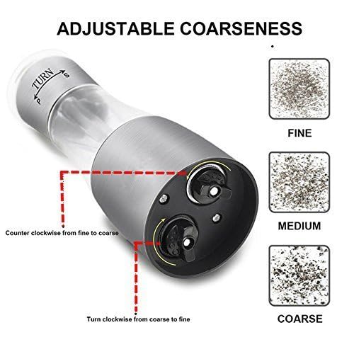 RAMPKD 2 in 1 Salt and Pepper Grinder with Adjustable Ceramic Rotor Stainless Steel Salt Grinders and Pepper Mill for Kitchen Outdoor Barbecue - Image 2