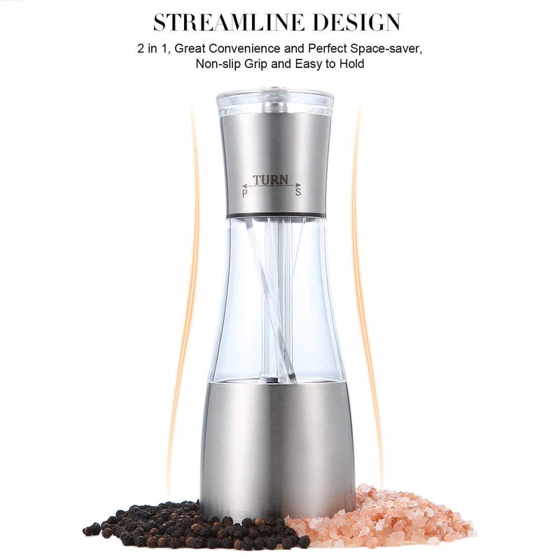 RAMPKD 2 in 1 Salt and Pepper Grinder with Adjustable Ceramic Rotor Stainless Steel Salt Grinders and Pepper Mill for Kitchen Outdoor Barbecue - Image 3