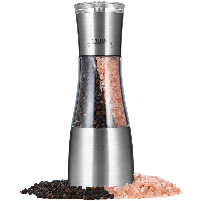 RAMPKD 2 in 1 Salt and Pepper Grinder with Adjustable Ceramic Rotor Stainless Steel Salt Grinders and Pepper Mill for Kitchen Outdoor Barbecue - Image 4
