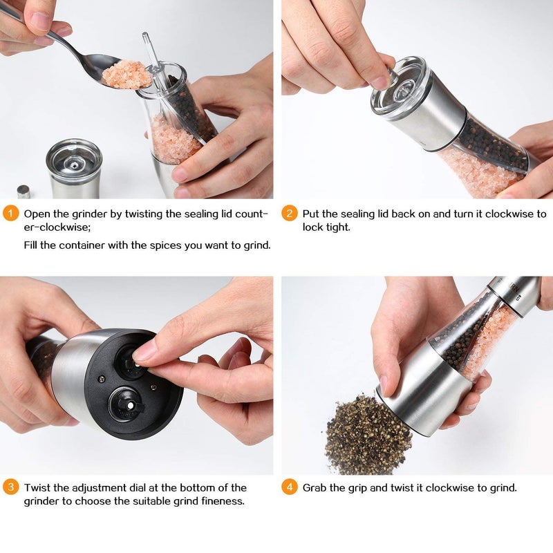 RAMPKD 2 in 1 Salt and Pepper Grinder with Adjustable Ceramic Rotor Stainless Steel Salt Grinders and Pepper Mill for Kitchen Outdoor Barbecue - Image 5