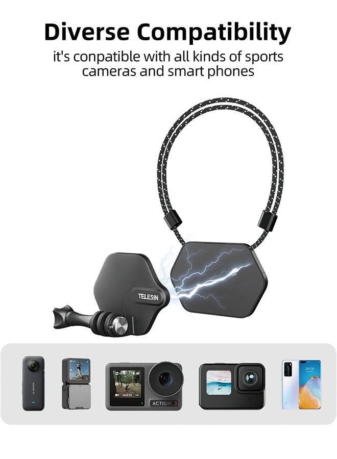 TELESIN TELESIN 360 Magnetic Mount Chest Mount with Neck Strap Necklace Lanyard Body Accessories for GoPro Max Hero 11 10 9 8 7 Insta360 X3 GO3 DJI Action 3 4  - Image 5