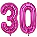 Jonhamwelbor Hot Pink Number 30 Balloon Dark Pink Number 30 Balloon Jumbo Giant Big Large Number 30 Foil Mylar Balloons for Women Men 30th Birthday Party 30 Anniversary Decorations Supplies 40 Inch - Image 4