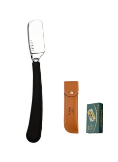 GUTCHE Men's Razor Kit with 10 Blades Stainless Steel Professional Barber Razor, Premium Mens Single Blade Razor Shaver, Beard Shaper Trimmer, Leather Pouch Included  - Image 1