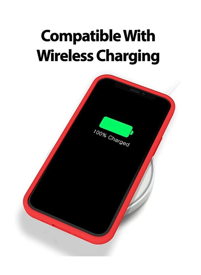 DUSALA Silicone Case Compatible with iPhone 12 mini 5.4-Inch, Silky-Soft Touch Full-Body Protective Case, Shockproof Cover with Microfiber Lining (Red) - Image 4