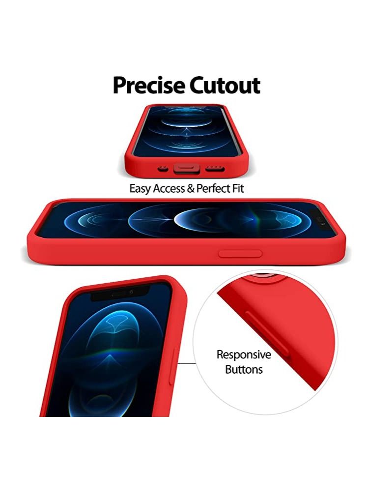 DUSALA Silicone Case Compatible with iPhone 12 mini 5.4-Inch, Silky-Soft Touch Full-Body Protective Case, Shockproof Cover with Microfiber Lining (Red) - Image 3