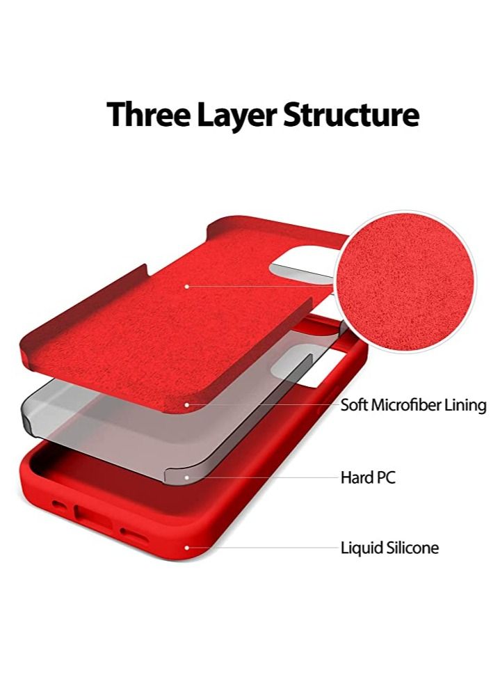 DUSALA Silicone Case Compatible with iPhone 12 mini 5.4-Inch, Silky-Soft Touch Full-Body Protective Case, Shockproof Cover with Microfiber Lining (Red) - Image 2