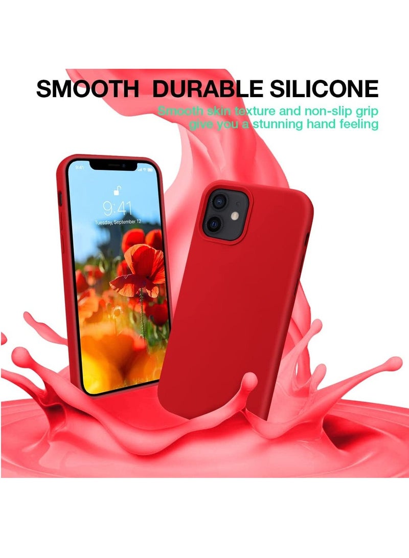 DUSALA Silicone Case Compatible with iPhone 12 mini 5.4-Inch, Silky-Soft Touch Full-Body Protective Case, Shockproof Cover with Microfiber Lining (Red) - Image 5
