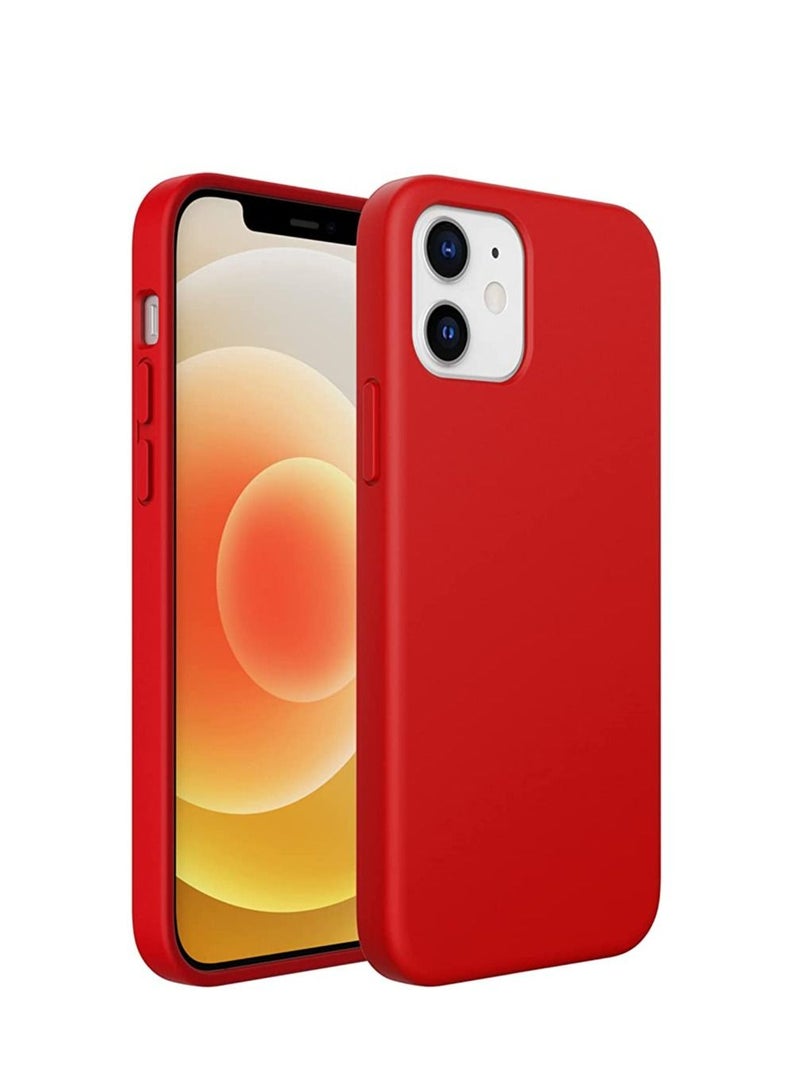 DUSALA Silicone Case Compatible with iPhone 12 mini 5.4-Inch, Silky-Soft Touch Full-Body Protective Case, Shockproof Cover with Microfiber Lining (Red) - Image 1