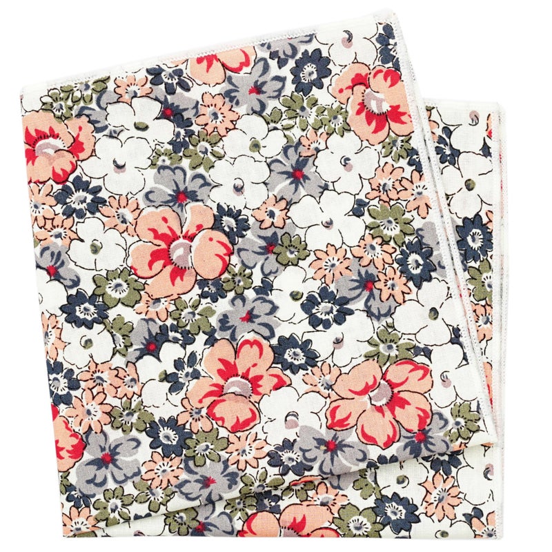 BELLUNO Printed Floral Cotton Pocket Square for Men, Orange Daisy - Image 5