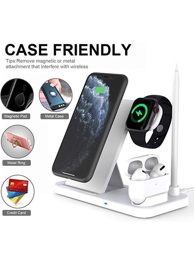 MUNTAQI 4 in 1 Wireless Charging Station for iPhone, Apple Watch, AirPods & Apple Pencil – Fast Charging Dock for iPhone 15/14/13/12/11 Pro Max, iWatch 9/8/7/SE/6, AirPods Pro, Pencil 2 – Foldable Charging Stand with Adapter - Image 4