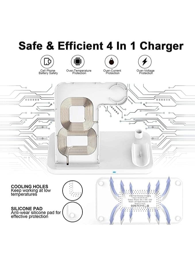 MUNTAQI 4 in 1 Wireless Charging Station for iPhone, Apple Watch, AirPods & Apple Pencil – Fast Charging Dock for iPhone 15/14/13/12/11 Pro Max, iWatch 9/8/7/SE/6, AirPods Pro, Pencil 2 – Foldable Charging Stand with Adapter - Image 3