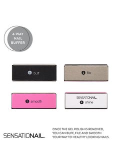 SensatioNail Sensationail Gel Nail Polish Removal Kit, Acetone Dropper, 4-Way Nail Buffer and Manicure Stick, Easily Soak Off without Damage or Hassle, Silver, 30 Count  - Image 3