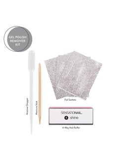 SensatioNail Sensationail Gel Nail Polish Removal Kit, Acetone Dropper, 4-Way Nail Buffer and Manicure Stick, Easily Soak Off without Damage or Hassle, Silver, 30 Count  - Image 5