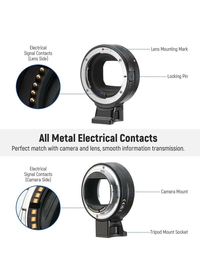 Generic - EF to EOS R Mount Adapter, EF/EF-S Lens to RF Mount Camera Autofocus Converter Ring Compatible with Canon EOS R Ra RP R6 Mark II R6 R5 R3 R7 R10 R8 R50 - Image 1