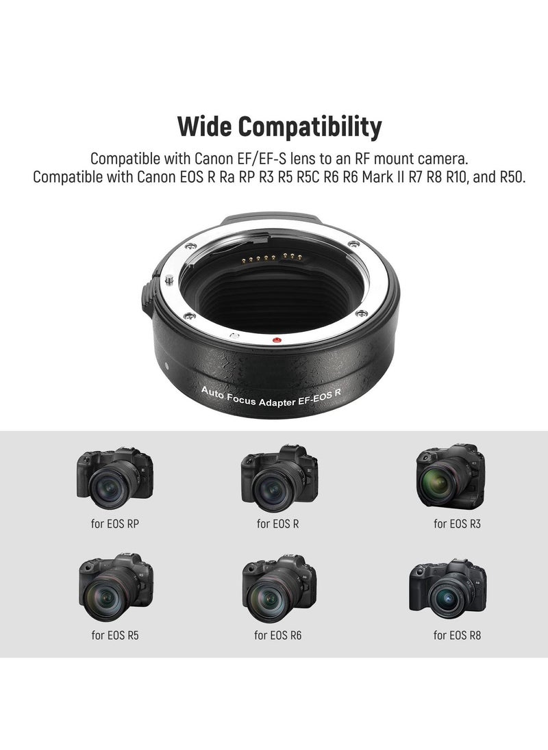 Generic - EF to EOS R Mount Adapter, EF/EF-S Lens to RF Mount Camera Autofocus Converter Ring Compatible with Canon EOS R Ra RP R6 Mark II R6 R5 R3 R7 R10 R8 R50 - Image 1