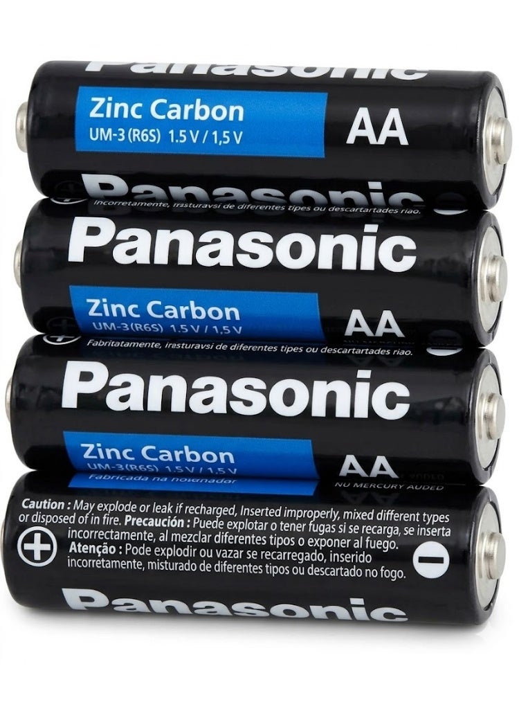 Panasonic AA Batteries, 4-Pack, High-Performance, Long-Life Zinc Carbon Batteries for Electronics, Toys, and Cameras - Image 1