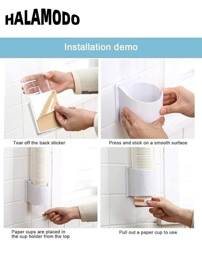 HALAMODO Cup Dispenser Wall Mount Water Cooler Cup Holder Fit 3-5oz Small Cups Pull Type Cups Holder for Home, Bathroom, Office, Hospital  - Image 4