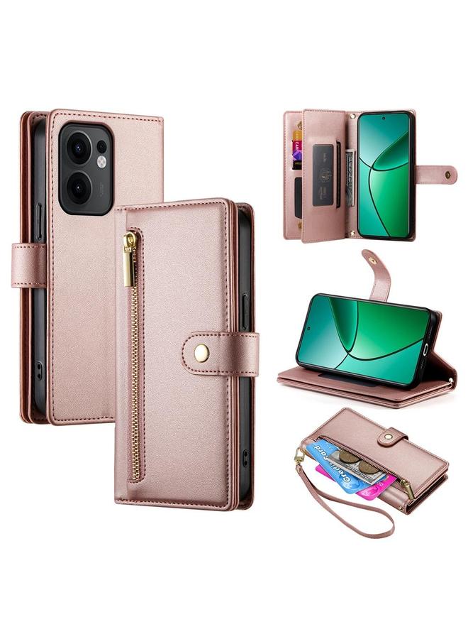 اس-توب جراب لهاتف OPPO Reno13 F 4G / 5G مع محفظة بسحاب وتسع فتحات للبطاقات وحافظة جلدية للهاتف - Image 1