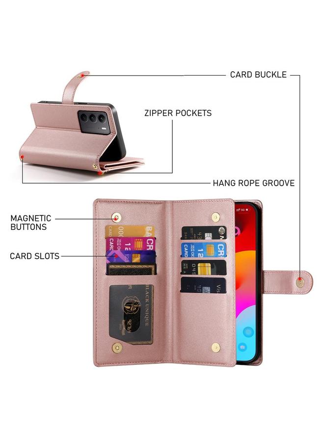 اس-توب جراب لهاتف OPPO Reno13 F 4G / 5G مع محفظة بسحاب وتسع فتحات للبطاقات وحافظة جلدية للهاتف - Image 4