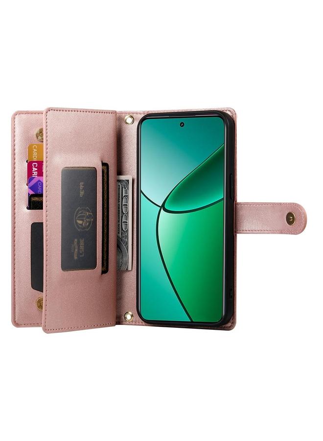 اس-توب جراب لهاتف OPPO Reno13 F 4G / 5G مع محفظة بسحاب وتسع فتحات للبطاقات وحافظة جلدية للهاتف - Image 3