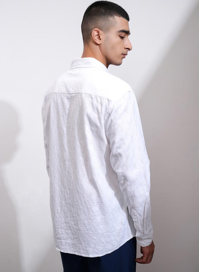 HIGHLANDER Textured Relaxed Fit Collared Shirt with Pocket - Image 3