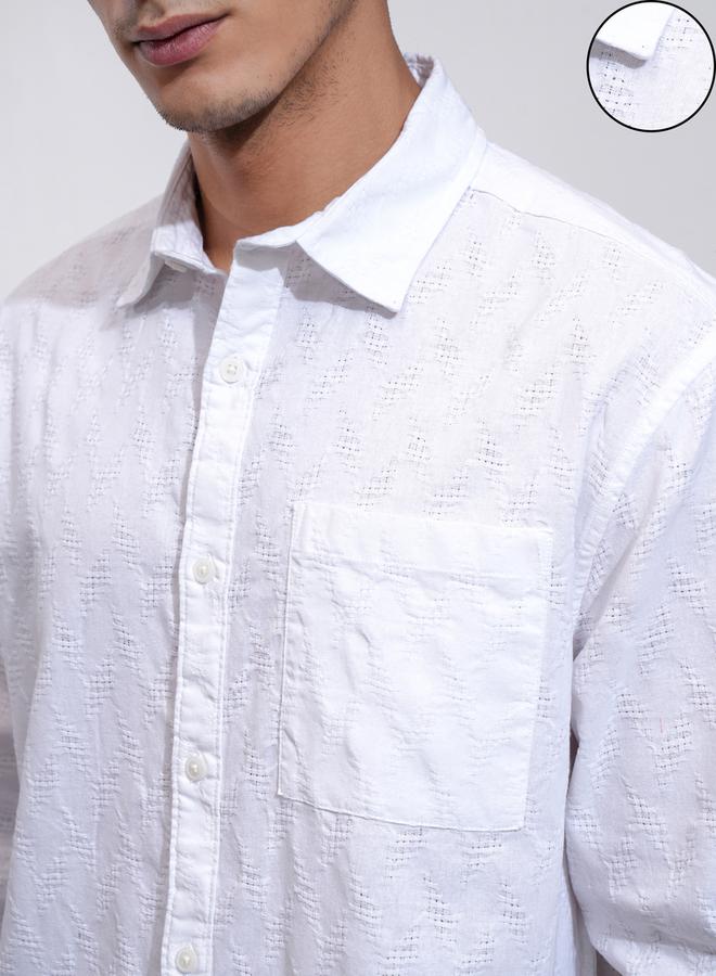 HIGHLANDER Textured Relaxed Fit Collared Shirt with Pocket - Image 5