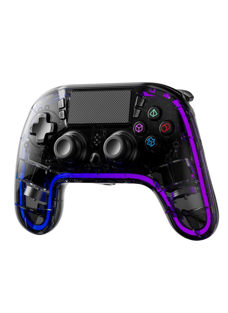 بورودو - وحدة تحكم ألعاب مع Crystal Shell لجهاز PS4 / متوافق مع منصات متعددة PS3 / PC (D-INPUT، X-INPUT) / iOS / Android / لوحة لمس واهتزاز / مستشعر حركة 6 محاور / أضواء RGB - أسود - Image 1