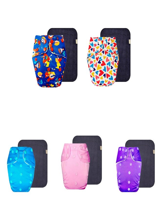Dumbledo Premium Cloth Diaper with Black Insert (Pack of 5) | Dry Feel and Comfortable | Breathable | Easy to Clean | Trusted by Moms | 3 Months - 3 Years | Unisex Baby - Image 1