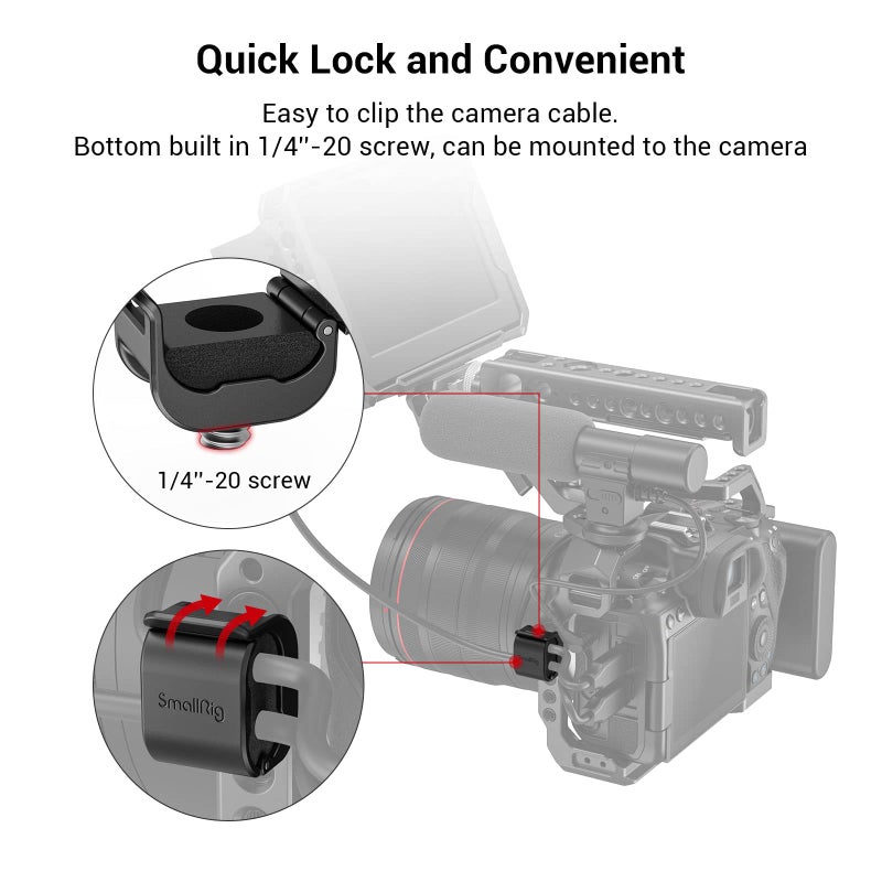 SMALLRIG SmallRig Camera Cable Clamp (4 pcs) for HDMI/SDI/Microphone Cable, DSLR Camera Cable Lock Mount Support 2-7mm Cable - 3685 - Image 3