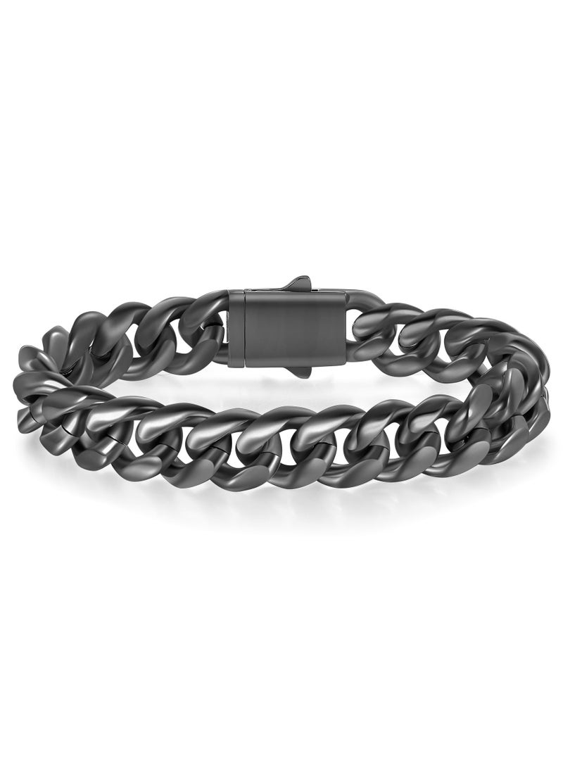 Mark Fairwhale 12mm 304 Stainless Steel Cuban Bracelet With Spring Buckle Bracelet 