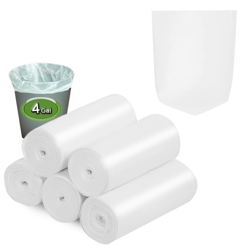 Inwaysin Small Trash Bags, Inwaysin Small Garbage Bags 4-6 Gallon Biodegradable Can Liners Thicken, Size Expanded, White 200 Counts - Image 1
