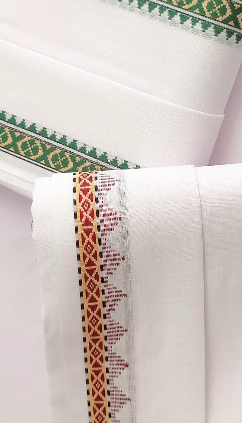 DESI DHANG Modi Gamcha 100 Cotton Bath Towel 30 x 66 Inch Multicolored Borders Pack of 2 Pieces XL 400 GSM - Image 3