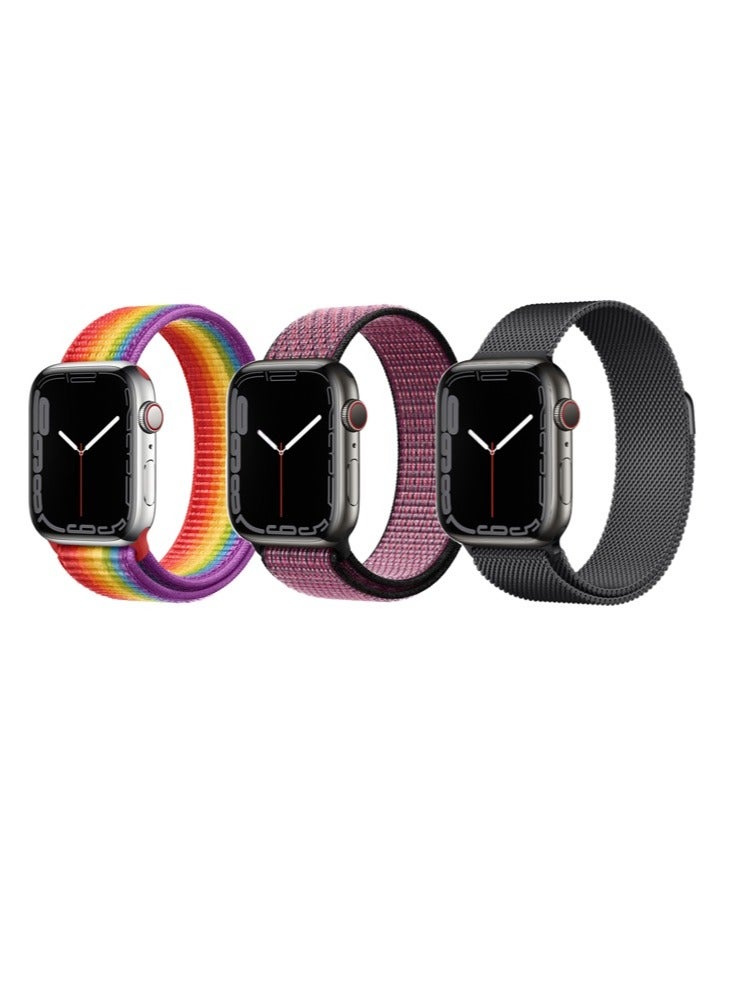 بيرفيي 3 قطع لتبديل سوار الساعة لساعة Apple Watch بأحجام 41/40/38 ملم من السلسلة 8/7/6/5/4/SE. - Image 1