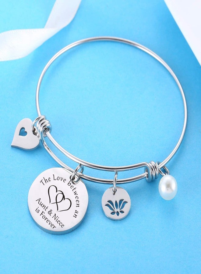 Nimteve Aunt Bracelet From Niece Nephew Bangle Bracelet Gifts For Auntie Nieces Jewelry Aunts Bangle (Style C - The Love Between an Aunt & Niece Is Forever Two Hearts In One) - Image 4