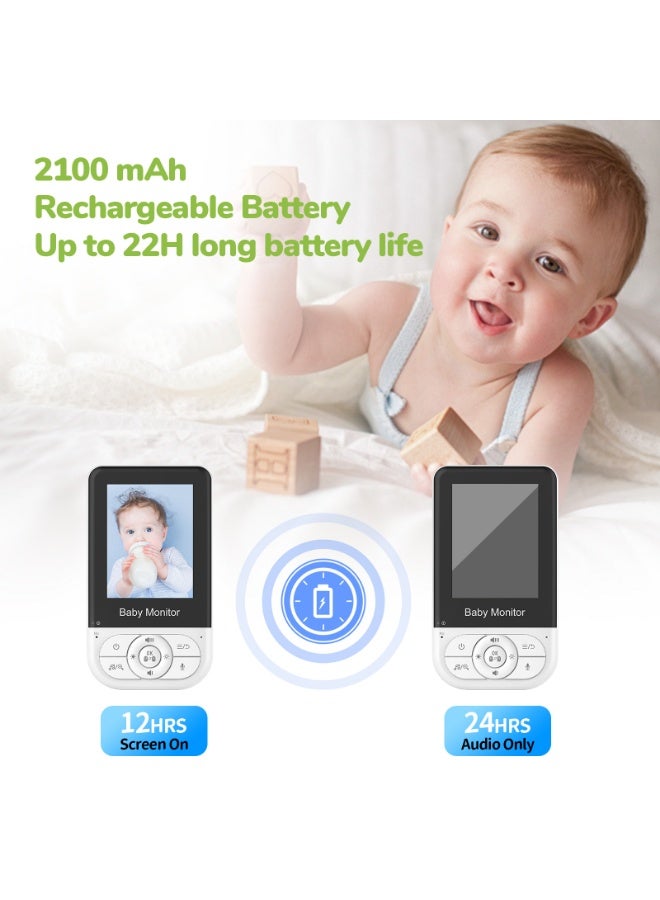 Baby Monitor with 2.8-inch Wireless Video, Two-Way Audio Intercom, Night Vision, Room Temperature Monitoring, and Lullabies - Image 5