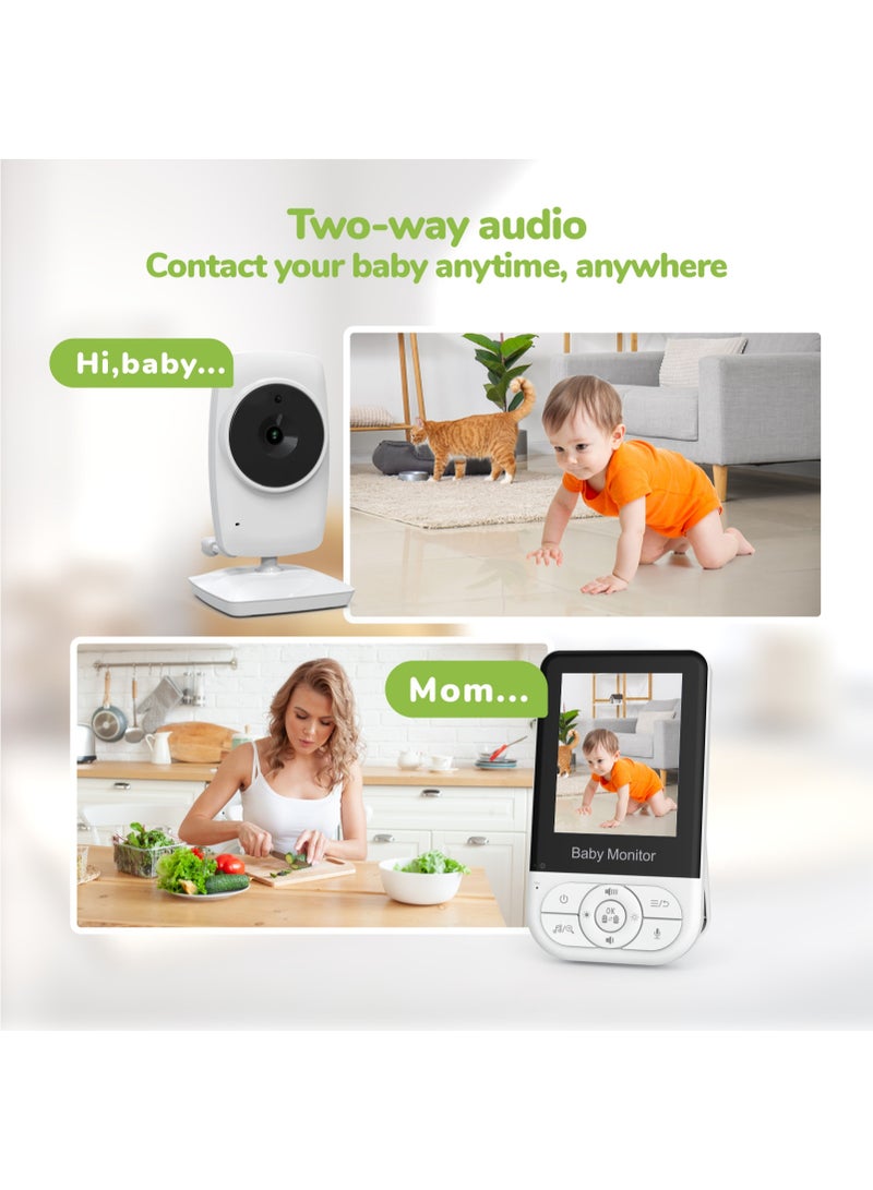 Baby Monitor with 2.8-inch Wireless Video, Two-Way Audio Intercom, Night Vision, Room Temperature Monitoring, and Lullabies - Image 4