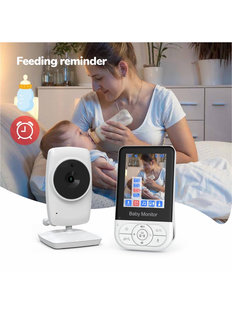Baby Monitor with 2.8-inch Wireless Video, Two-Way Audio Intercom, Night Vision, Room Temperature Monitoring, and Lullabies - Image 3