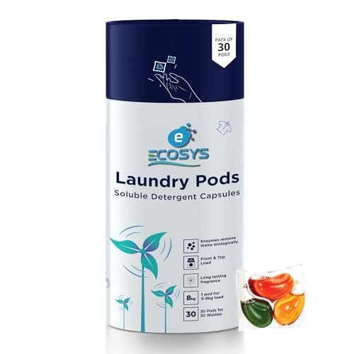 Ecosys 3-in-1 Dissolvable Magic Laundry Pods for 30 washes:Bioenzymes Infused,Tough Stain Fighter for Top & Front Load with Floral Aroma,1 Pod = 1 Wash for 5-7kg - Image 1