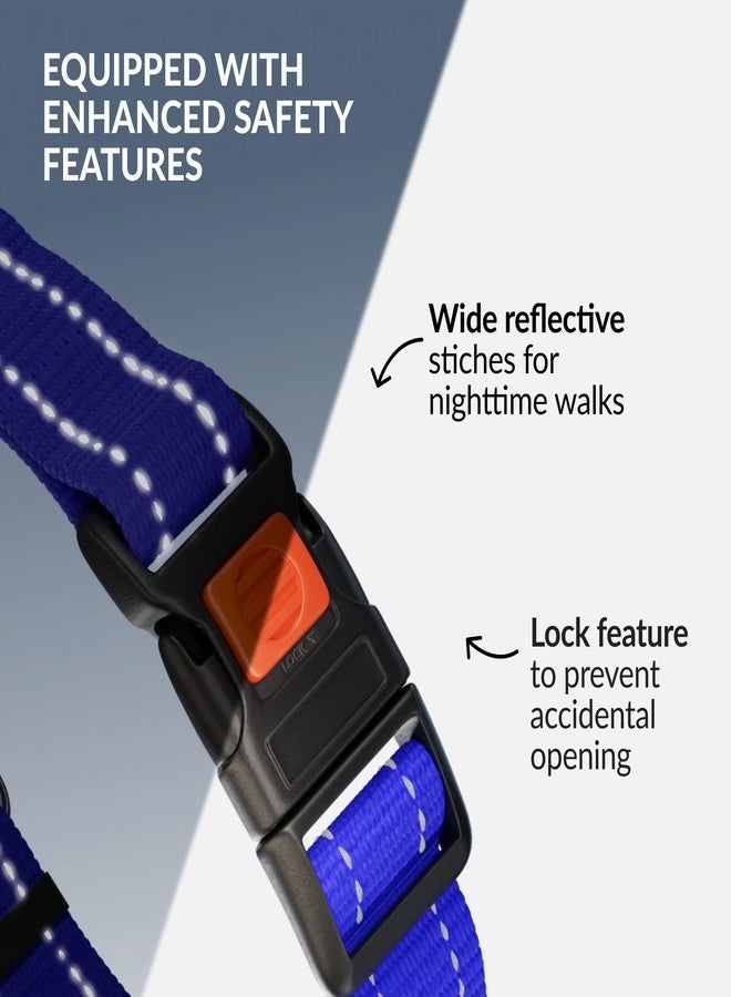 CollarDirect Martingale Dog Collar Heavy Duty Nylon Slip Collars for Small Medium Large Dogs [Stainless Steel Chain and Quick Release Buckle, Reflective, Blue, S, 12"-15"] - Image 3