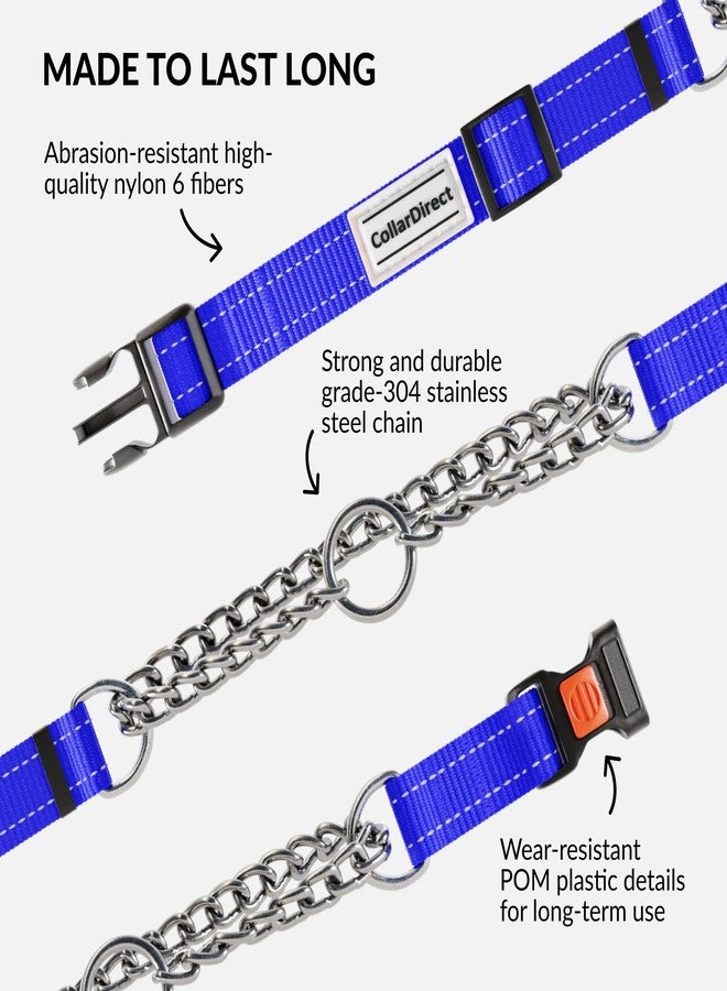 CollarDirect Martingale Dog Collar Heavy Duty Nylon Slip Collars for Small Medium Large Dogs [Stainless Steel Chain and Quick Release Buckle, Reflective, Blue, S, 12"-15"] - Image 4