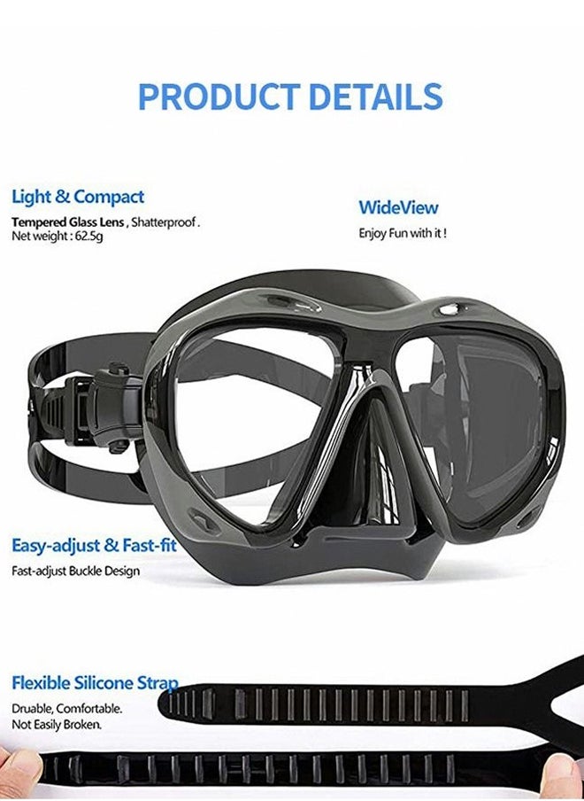 Captaintech Snorkel Diving Mask, Panoramic HD Swim Mask, Anti-Fog Scuba Diving Goggles, Silicone Skirt Tempered Glass Dive Mask Adult Youth Swim Goggles with Nose Cover for Diving, Snorkeling, Swimming  - Image 2