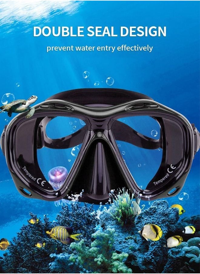 Captaintech Snorkel Diving Mask, Panoramic HD Swim Mask, Anti-Fog Scuba Diving Goggles, Silicone Skirt Tempered Glass Dive Mask Adult Youth Swim Goggles with Nose Cover for Diving, Snorkeling, Swimming  - Image 5