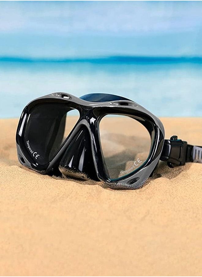 Captaintech Snorkel Diving Mask, Panoramic HD Swim Mask, Anti-Fog Scuba Diving Goggles, Silicone Skirt Tempered Glass Dive Mask Adult Youth Swim Goggles with Nose Cover for Diving, Snorkeling, Swimming  - Image 3