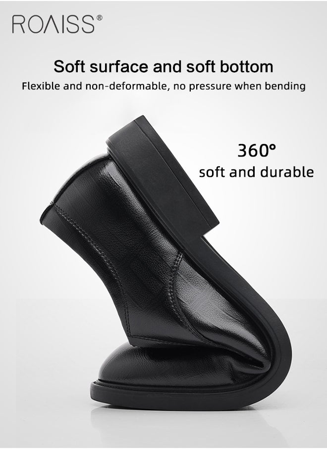 roaiss - Formal Business Leather Shoes for Men High Fashion Textures Soft Sole Comfort Wedding Groom Shoes Mens Round Toe Low Top Lace up Front Anti Slip Wear Resistant Work Shoes - Image 1