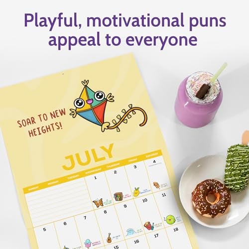 T MARIE 2026 Punny Wall Calendar - 12x12” Fun Cartoon Calendar with Daily Cute Cartoons and Motivational Puns - Clean Humor for Home and Office - Funny Gifts and Kids Friendly Dad Jokes - Image 5