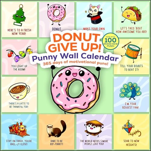 T MARIE 2026 Punny Wall Calendar - 12x12” Fun Cartoon Calendar with Daily Cute Cartoons and Motivational Puns - Clean Humor for Home and Office - Funny Gifts and Kids Friendly Dad Jokes - Image 1